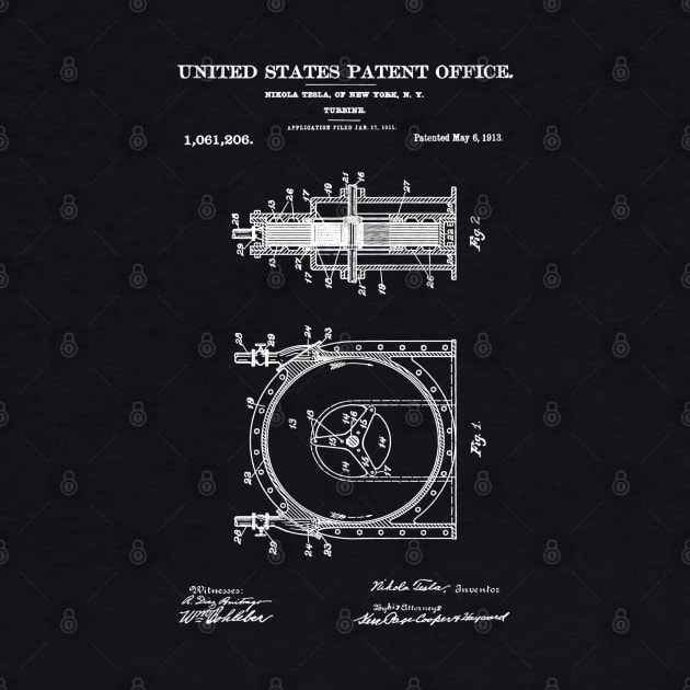 Tesla Turbine Patent White by Luve